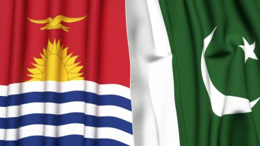 KIRIBATI ve PAKISTAN bayrakları gerçekçi kumaş dokusuyla
