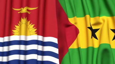 KIRIBATI ve SAO TOME bayrakları gerçekçi kumaş dokusuyla
