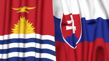KIRIBATI ve SLOVAKIA bayrakları gerçekçi kumaş dokusuyla