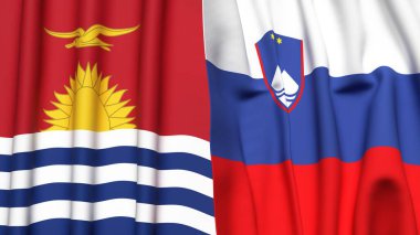 KIRIBATI ve SLOVENIA bayrakları gerçekçi kumaş dokusuyla