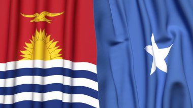 KIRIBATI ve SOMALYA bayrakları gerçekçi kumaş dokusuyla