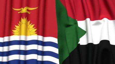 KIRIBATI ve SUDAN bayrakları gerçekçi kumaş dokusuyla