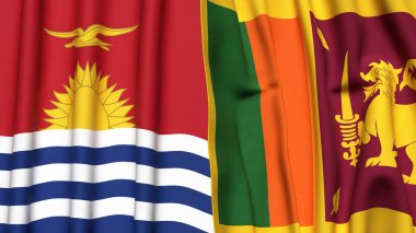 KIRIBATI ve SRI LANKA bayrakları gerçekçi kumaş dokusuyla