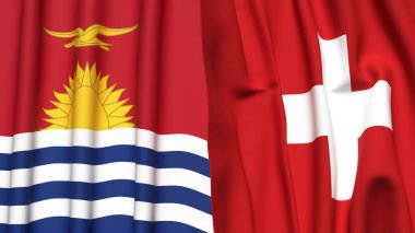 KIRIBATI ve SWitzERLAND bayrakları gerçekçi kumaş dokusuyla