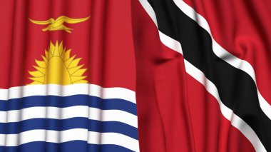 Gerçekçi kumaş dokusuna sahip KIRIBATI ve TRINIDAD bayrakları