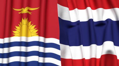 KIRIBATI ve THAILAND bayrakları gerçekçi kumaş dokusuyla