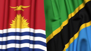 KIRIBATI ve TANZANIA bayrakları gerçekçi kumaş dokusuyla