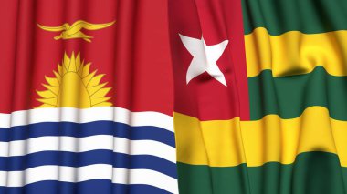 KIRIBATI ve TOGO bayrakları gerçekçi kumaş dokusuyla