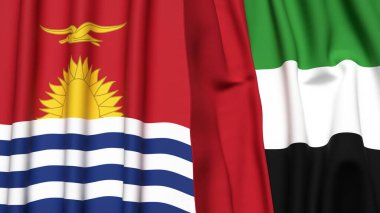 Gerçekçi kumaş desenli KIRIBATI ve BAE bayrakları