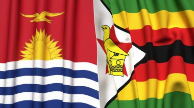 KIRIBATI ve ZIMBABWE bayrakları gerçekçi kumaş dokusuyla