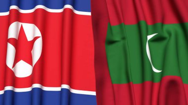 Kuzey Kore ve Maldivler 'in bayrakları gerçekçi kumaş dokusuna sahipler.