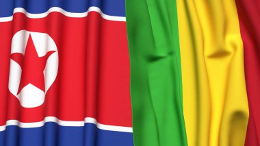Kuzey Kore ve Mali 'nin gerçekçi kumaş dokusuna sahip bayrakları