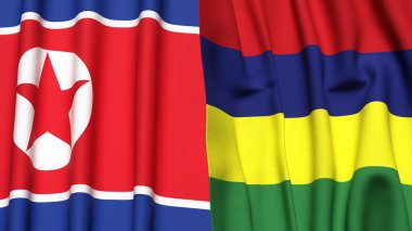 Kore 'nin Kuzey ve Belediye Başkanlarının bayrakları gerçekçi kumaş dokusuna sahip.