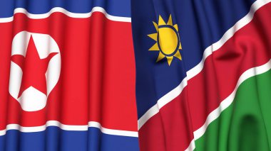 Kuzey Kore ve NAMIBIA bayrakları gerçekçi kumaş dokusuna sahiptir.