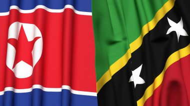 Kuzey Kore ve Aziz Kitts 'in bayrakları gerçekçi kumaş dokusuna sahipler.