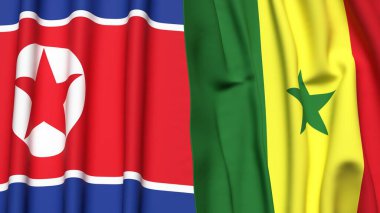 Kuzey Kore ve Senegal bayrakları gerçekçi kumaş dokusuna sahiptir.