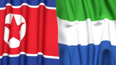 Kuzey Kore ve Sierra Leone 'nin bayrakları gerçekçi kumaş dokusuna sahip.