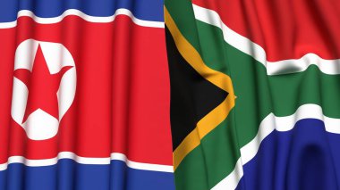 KOREA Bayrakları Kuzey ve Güney Afrika Gerçekçi kumaş dokusuyla
