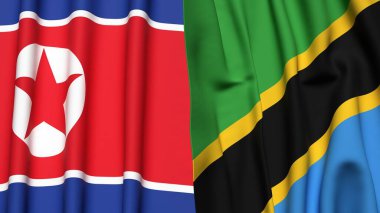 Kuzey Kore ve TANZANIA bayrakları gerçekçi kumaş dokusuyla