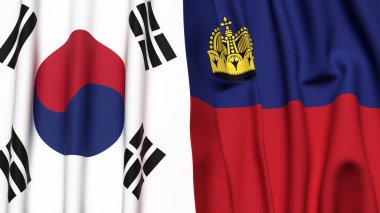 Güney Kore Bayrakları ve gerçekçi kumaş dokusuna sahip LIECHTENSTEIN