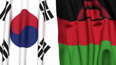 GÜNEY VE MALAWI bayrakları gerçekçi kumaş dokusuyla