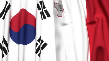 Güney ve Malta 'nın gerçekçi kumaş dokusuna sahip bayrakları