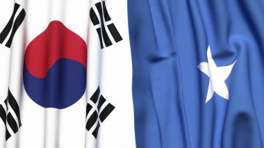 Güney Kore ve SOMALYA bayrakları gerçekçi kumaş dokusuna sahiptir.