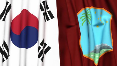 Güney ve Batı Hint Adaları 'nın gerçekçi kumaş dokusuna sahip bayrakları