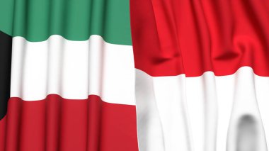 KUWAIT ve Monako 'nun gerçekçi kumaşlı bayrakları