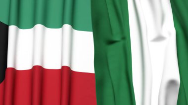 KUWAIT ve NIGERIA bayrakları gerçekçi kumaş dokusuyla