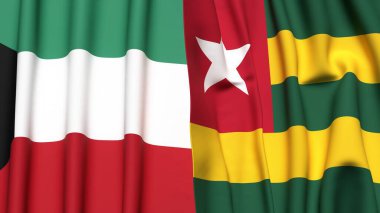 KUWAIT ve TOGO bayrakları gerçekçi kumaş dokusuyla