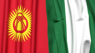 KYRGYZSTAN ve NIGERIA bayrakları gerçekçi kumaş dokusuyla