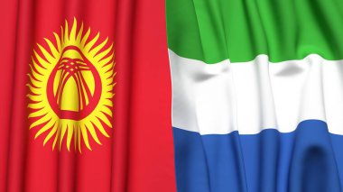 Gerçekçi kumaşlı KYRGYZSTAN ve SIERRA LEone bayrakları
