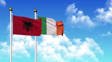 Alfa kanalı ile birlikte kutupta ALBANIA ve IRELAND bayrakları sallanıyor