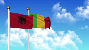 Alfa kanalıyla birlikte kutupta ALBANIA ve MALI bayrakları dalgalanıyor