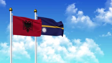 Alfa kanalı ile birlikte kutupta ALBANIA ve NAURU bayrakları sallanıyor