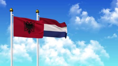 Kutupta alfa kanalıyla birlikte ALBANIA ve NETHERLANDS bayrakları dalgalanıyor