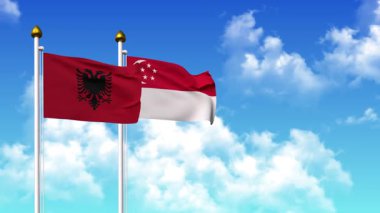 Kutupta alfa kanalıyla birlikte ALBANIA ve SINGAPORE bayrakları dalgalanıyor