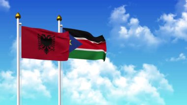 Direkte ALBANIA ve GÜNEY SUDAN bayrakları dalgalanırken alfa kanalı da dahil