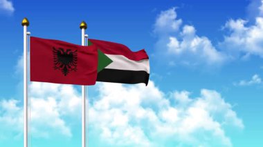 Alfa kanalı ile birlikte kutupta ALBANIA ve SUDAN bayrakları sallanıyor