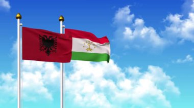 Alfa kanalı ile birlikte kutupta ALBANIA ve Tayvan bayrakları sallanıyor