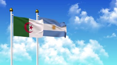 Kutupta alfa kanalı dahil olmak üzere ALGERIA ve ARGENTINA bayrakları dalgalanıyor