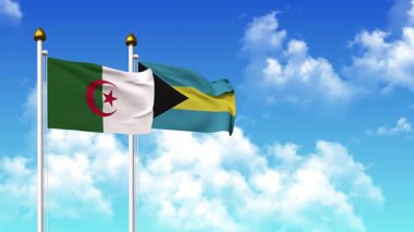 Alfa kanalı da dahil olmak üzere kutupta ALGERIA ve BAHAMAS bayrakları dalgalanıyor
