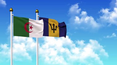 Alfa kanalı da dahil olmak üzere kutupta ALGERIA ve BARBADOS bayrakları dalgalanıyor