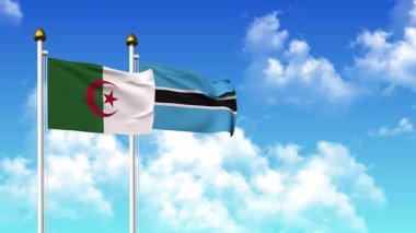 Alfa kanalı da dahil olmak üzere kutupta ALGERIA ve BOTSwana bayrakları sallanıyor