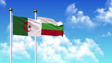 Kutupta alfa kanalı dahil olmak üzere ALGERIA ve BULGARIA bayrakları dalgalanıyor