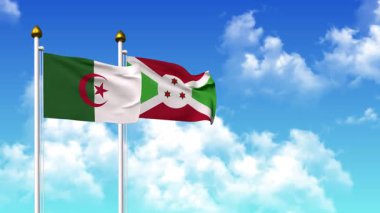Alfa kanalı ile birlikte kutupta ALGERIA ve BURUNDI bayrakları sallanıyor