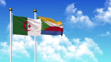 Kutupta alfa kanalı ile birlikte ALGERIA ve COMOROS bayrakları dalgalanıyor