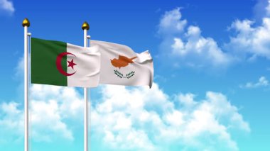 Alfa kanalı da dahil olmak üzere kutupta ALGERIA ve CYPRUSS bayrakları dalgalanıyor