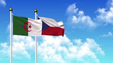 Alfa kanalı da dahil olmak üzere kutupta ALGERIA ve CZECH REPUBLIC bayrakları dalgalanıyor